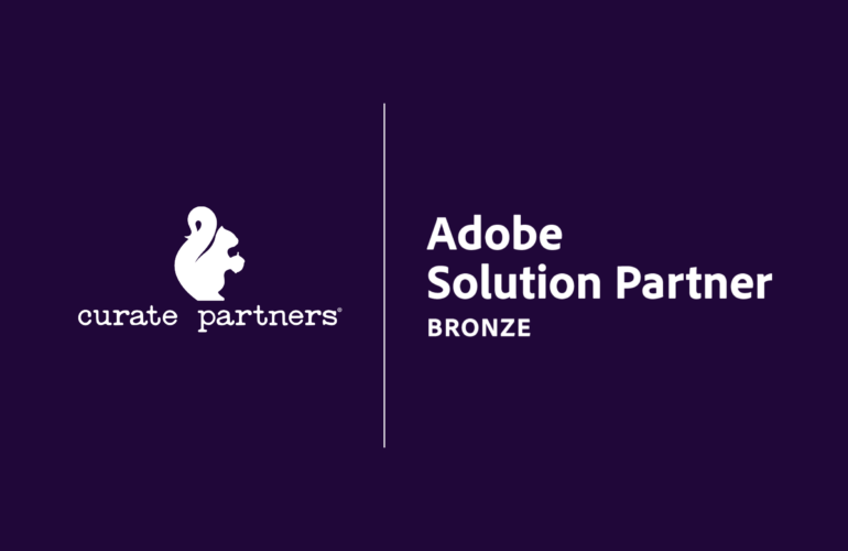 curate partners logo and the adobe solution partner bronze badge