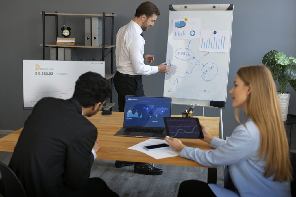 Project management dashboard with integrated process improvement metrics for an investment firm.