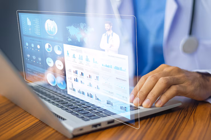 Modern healthcare web portal displaying personalized member information, appointment scheduling, and access to medical records.