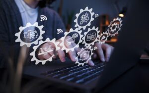 Workflow showing continuous integration, automated testing, and deployment stages
