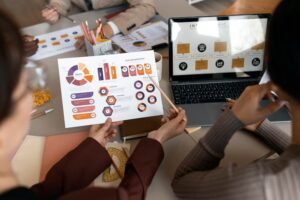 Analytics showing key customer engagement metrics such as click-through rates, session time, and conversion rates.